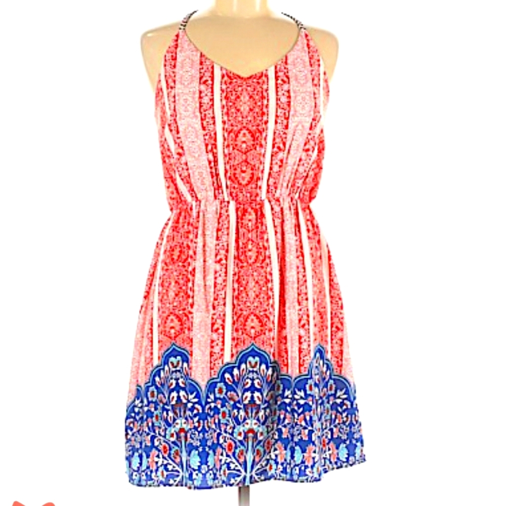 Pink Owl Boho Paisley/flowers casual dress - M